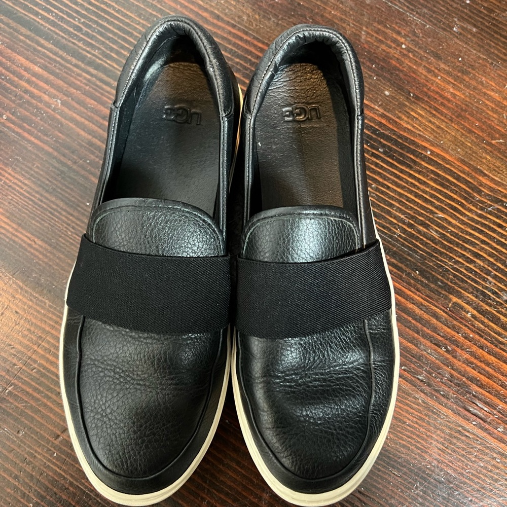 UGG Women’s Black Leather Slip-Ons